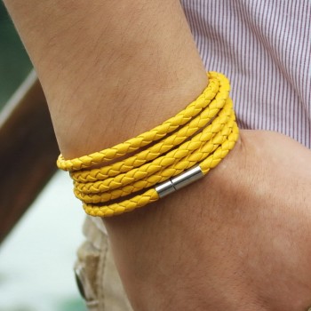 Big Special Offer!Hot Sales Popular White Leather Bracelet Popular Five Laps Leather Bracelet Men And Women,Free Shipping