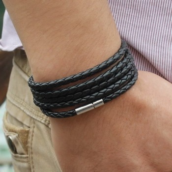Big Special Offer!Hot Sales Popular White Leather Bracelet Popular Five Laps Leather Bracelet Men And Women,Free Shipping