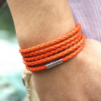 Big Special Offer!Hot Sales Popular White Leather Bracelet Popular Five Laps Leather Bracelet Men And Women,Free Shipping