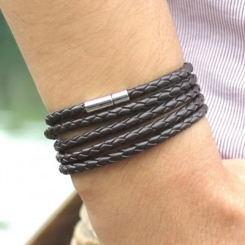 Big Special Offer!Hot Sales Popular White Leather Bracelet Popular Five Laps Leather Bracelet Men And Women,Free Shipping