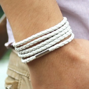 Big Special Offer!Hot Sales Popular White Leather Bracelet Popular Five Laps Leather Bracelet Men And Women,Free Shipping