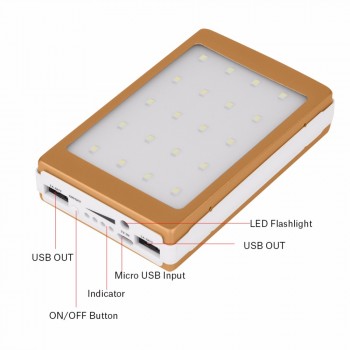 20000mAh Portable Solar Power Bank Case DIY Kit Dual USB Battery Charger w/ Flashlight