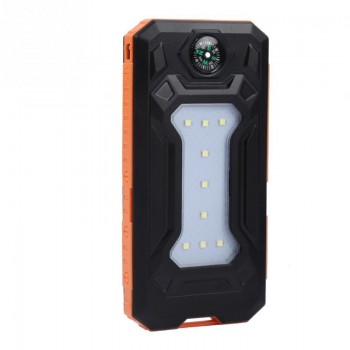 (No Battery) Solar Battery Power Bank Case DIY Kit Digital LCD Display Dual USB Charging Camping Compass LED light Phone Charger
