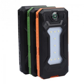 (No Battery) Solar Battery Power Bank Case DIY Kit Digital LCD Display Dual USB Charging Camping Compass LED light Phone Charger