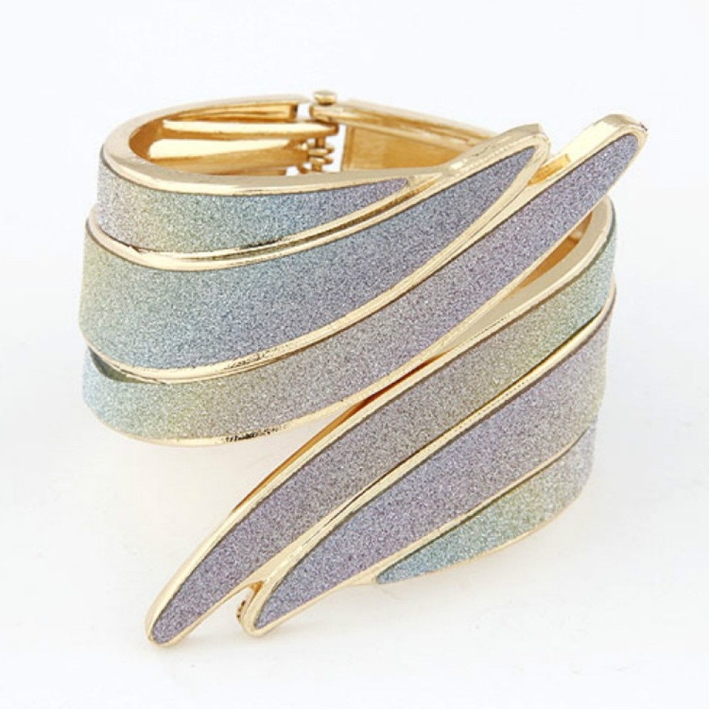 Ziris Punk Jewelry Fashion Bracelet Glitter Shiny Cuff Bangle for Party Christmas Women Gift