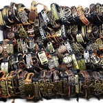 MIXMAX 100pcs Genuine Leather bracelets vintage retro Copper Alloy men womens top tribal punk surfer cuff bangle Wholesale
