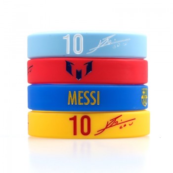 Lionel Messi Silicone bracelet Football Fans Club Silicone Wristband 4 Colors Adult Kids Size Fashion Signature Jewlry for Gift
