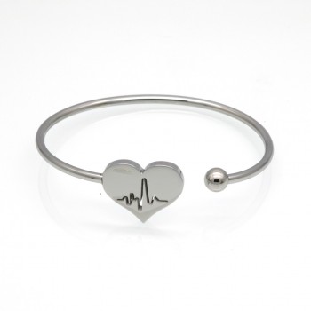 Fashion Stainless Steel Bangles amp; Bangles Hollow Heart Carved Electrocardiogram Charm Bracelets Jewelry For Women Love Gifts
