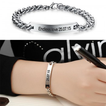Customize Name Bracelet 316 Stainless Steel ID Bracelet Bangles Personalized Custom Logo Men Jewelry Letters Bracelets For Women
