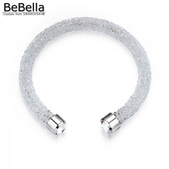 BeBella crystal rocks dust thin cuff bracelet open bangle with crystals from Swarovski for women girls fashion jewelry gift 2018