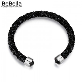 BeBella crystal rocks dust thin cuff bracelet open bangle with crystals from Swarovski for women girls fashion jewelry gift 2018