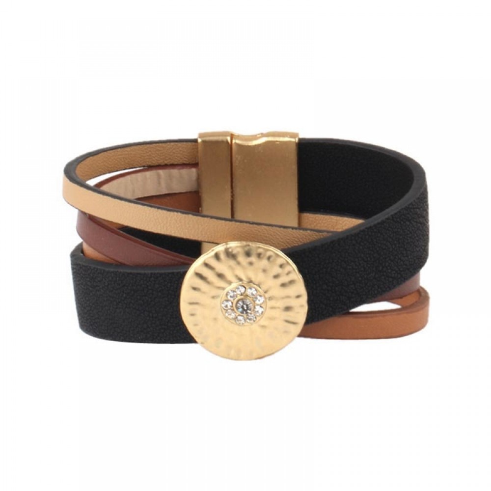 Black amp; Brown Genuine Leather Bracelet With Alloy Buckle Fashion Women amp; Men Bracelets