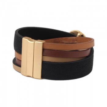 Black amp; Brown Genuine Leather Bracelet With Alloy Buckle Fashion Women amp; Men Bracelets