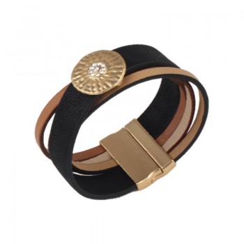 Black amp; Brown Genuine Leather Bracelet With Alloy Buckle Fashion Women amp; Men Bracelets