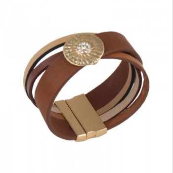 Black amp; Brown Genuine Leather Bracelet With Alloy Buckle Fashion Women amp; Men Bracelets