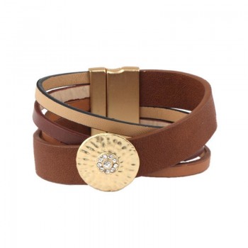 Black amp; Brown Genuine Leather Bracelet With Alloy Buckle Fashion Women amp; Men Bracelets