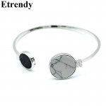 Classic Round Marble Stone Cuff Bracelets For Women Simple Fashion Jewelry Cute Gifts