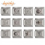 Hapiship 9mm Width Original Daisy Silver Heart Star Key Fish Cat Italian Charm Bracelet Stainless Steel Jewelry Making DJ054