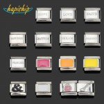 1Pcs 9mm Width Original Daisy Orange White Love Faith Hope Dream Letter Charm Fit Bracelet Stainless Steel Jewelry  Making DJ02