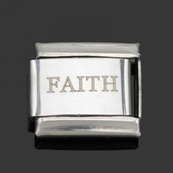 1Pcs 9mm Width Original Daisy Orange White Love Faith Hope Dream Letter Charm Fit Bracelet Stainless Steel Jewelry  Making DJ02