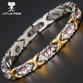 LITTLE FROG Drop-Ship Crystal Gem Bracelet Magnetic Health 4 IN 1 Bio Elements Energy Bracelets Fashion Jewelry for Women Lady