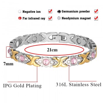LITTLE FROG Drop-Ship Crystal Gem Bracelet Magnetic Health 4 IN 1 Bio Elements Energy Bracelets Fashion Jewelry for Women Lady