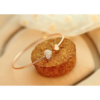 2018 Fashion jewelry bracelet, peach heart-shaped crystal bracelet open double gold bracelet wholesale Free Shipping