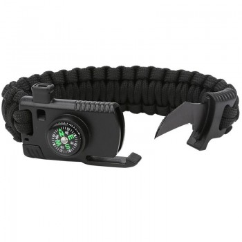 Bracelet For Men Outdoor Camping Rescue Paracord Survival Parachute Cord Multifunctional Braided Rope Adjustable Knife Whistle