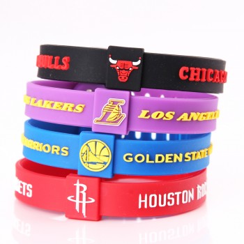 Silicone Basketball Team Bracelets Men Sport Energy Size Can Adjust Bracelet Metal Buckle Balance Wristband Power Bangle