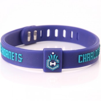 Silicone Basketball Team Bracelets Men Sport Energy Size Can Adjust Bracelet Metal Buckle Balance Wristband Power Bangle