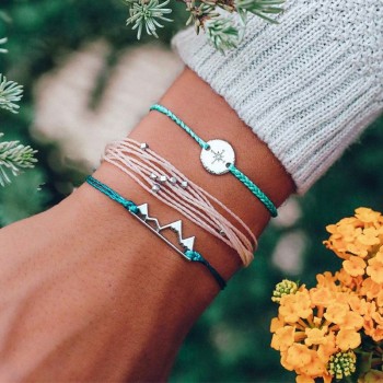 3 Pcs/ Set Punk Hollow Mountain Compass Beads Multilayer Weave Bracelet Set Women Creative Fashion Clothing Accessories