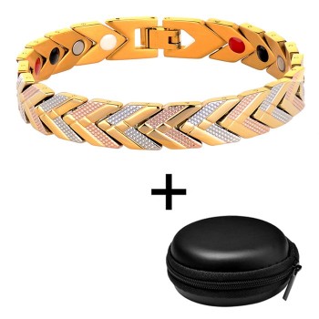 LITTLE FROG  Healthy Bracelet Magnetic Therapy Stainless Steel Energy Bracelets Bangles Gold Chain Women Fashion Jewelry