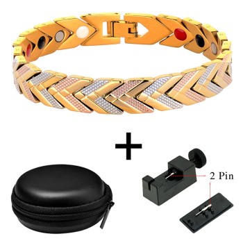 LITTLE FROG  Healthy Bracelet Magnetic Therapy Stainless Steel Energy Bracelets Bangles Gold Chain Women Fashion Jewelry