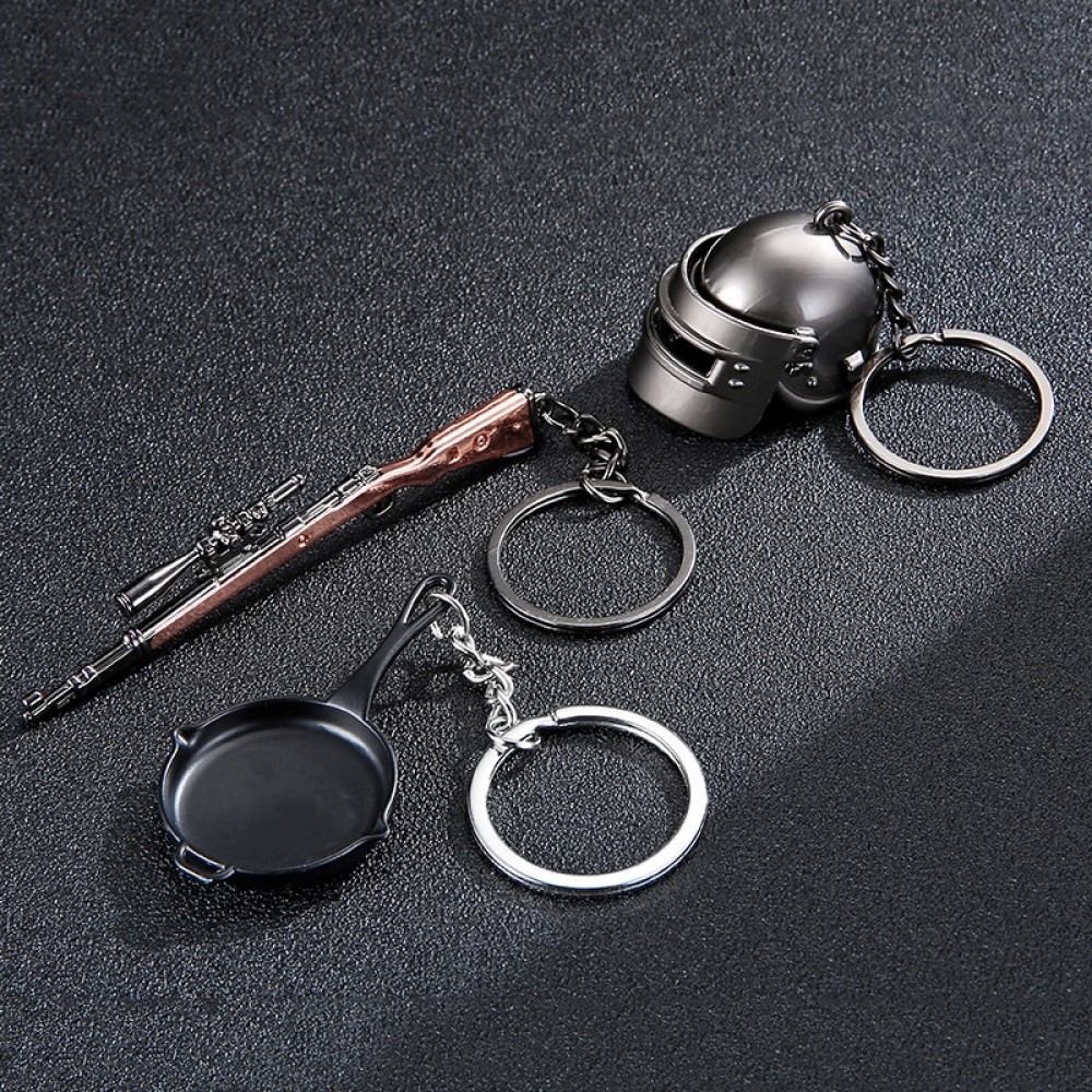 PUBG Keychain Battle Grounds Keychain Helmet Pan 98K Gun Alloy Keyring Jewelry FPS Game Fans Gift llaveros mujer brelok