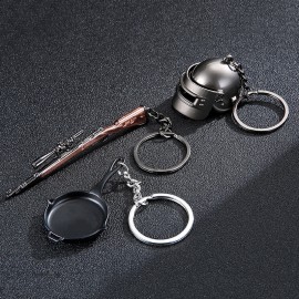 PUBG Keychain Battle Grounds Keychain Helmet Pan 98K Gun Alloy Keyring Jewelry FPS Game Fans Gift llaveros mujer brelok