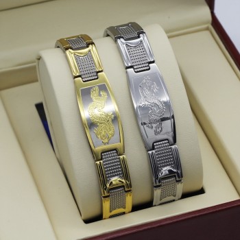 Trusta 2017 Menss Golden Chinese Power Dragon Strong Magnetic Energy Powe Bangle Stainless Steel Bracelet TG4330 Drop Shipping