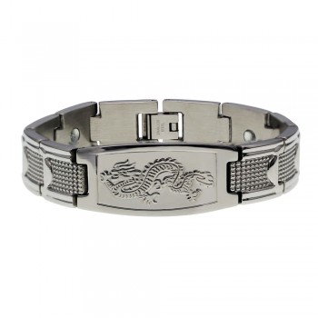 Trusta 2017 Menss Golden Chinese Power Dragon Strong Magnetic Energy Powe Bangle Stainless Steel Bracelet TG4330 Drop Shipping