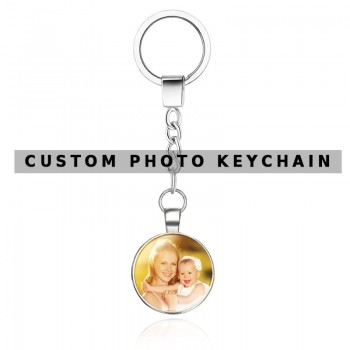 OMGALA DIY Double Side Personalized Custom Keychains Baby Family Lovers Photo Calendar Keyrings Key Chain Rings Holder for Gifts