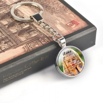 OMGALA DIY Double Side Personalized Custom Keychains Baby Family Lovers Photo Calendar Keyrings Key Chain Rings Holder for Gifts