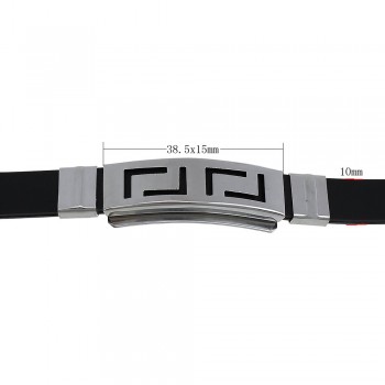 YYW Hot Sale Punk Rock Fashion Black Rubber Silicone Wristband Bracelet ID Charm Stainless Steel Men Silicone Bracelet Bangles