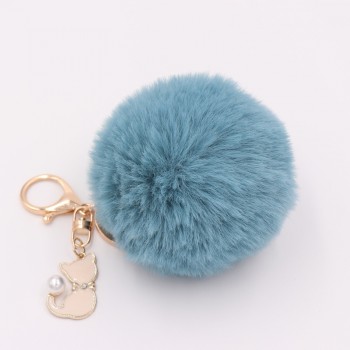 Cute Pink Cat Fur Keychain Pompom Fake Fur Ball Key Chain Fluffy Pompon Keyring Bag Charms Key Ring Llaveros Chaveiros