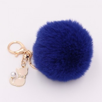 Cute Pink Cat Fur Keychain Pompom Fake Fur Ball Key Chain Fluffy Pompon Keyring Bag Charms Key Ring Llaveros Chaveiros