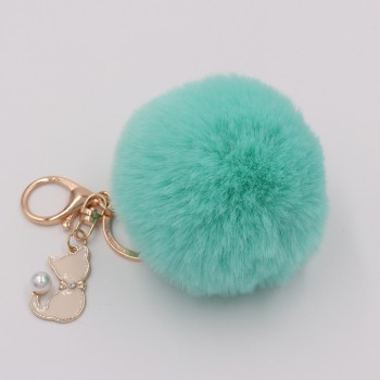 Cute Pink Cat Fur Keychain Pompom Fake Fur Ball Key Chain Fluffy Pompon Keyring Bag Charms Key Ring Llaveros Chaveiros