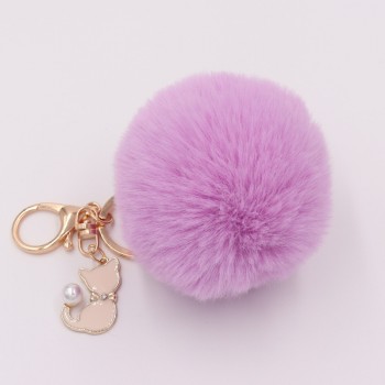 Cute Pink Cat Fur Keychain Pompom Fake Fur Ball Key Chain Fluffy Pompon Keyring Bag Charms Key Ring Llaveros Chaveiros