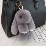 Rabbit Fur Keychain Bunny Rabbit Fur Fashion Pom Pom Keychain Bunny Toy Rabbit Keychain 14 cm Tote Car Charm Pendant