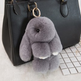 Rabbit Fur Keychain Bunny Rabbit Fur Fashion Pom Pom Keychain Bunny Toy Rabbit Keychain 14 cm Tote Car Charm Pendant