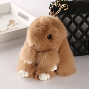Rabbit Fur Keychain Bunny Rabbit Fur Fashion Pom Pom Keychain Bunny Toy Rabbit Keychain 14 cm Tote Car Charm Pendant