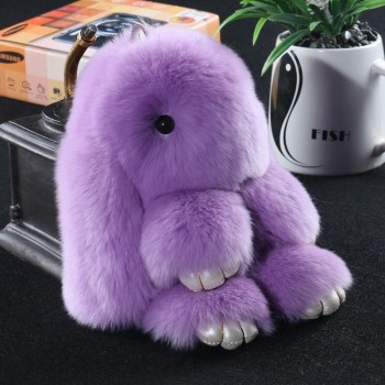 Rabbit Fur Keychain Bunny Rabbit Fur Fashion Pom Pom Keychain Bunny Toy Rabbit Keychain 14 cm Tote Car Charm Pendant