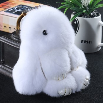 Rabbit Fur Keychain Bunny Rabbit Fur Fashion Pom Pom Keychain Bunny Toy Rabbit Keychain 14 cm Tote Car Charm Pendant