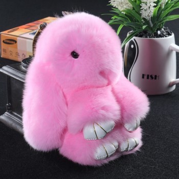 Rabbit Fur Keychain Bunny Rabbit Fur Fashion Pom Pom Keychain Bunny Toy Rabbit Keychain 14 cm Tote Car Charm Pendant